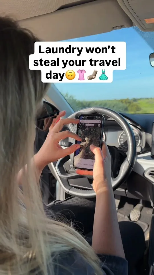 The same video: a creator in the car on a travel day