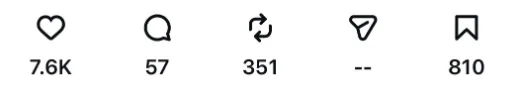 Instagram engagement on an social media UGC Reel: 7.6K likes, 57 comments, 351 reposts and 810 saves
